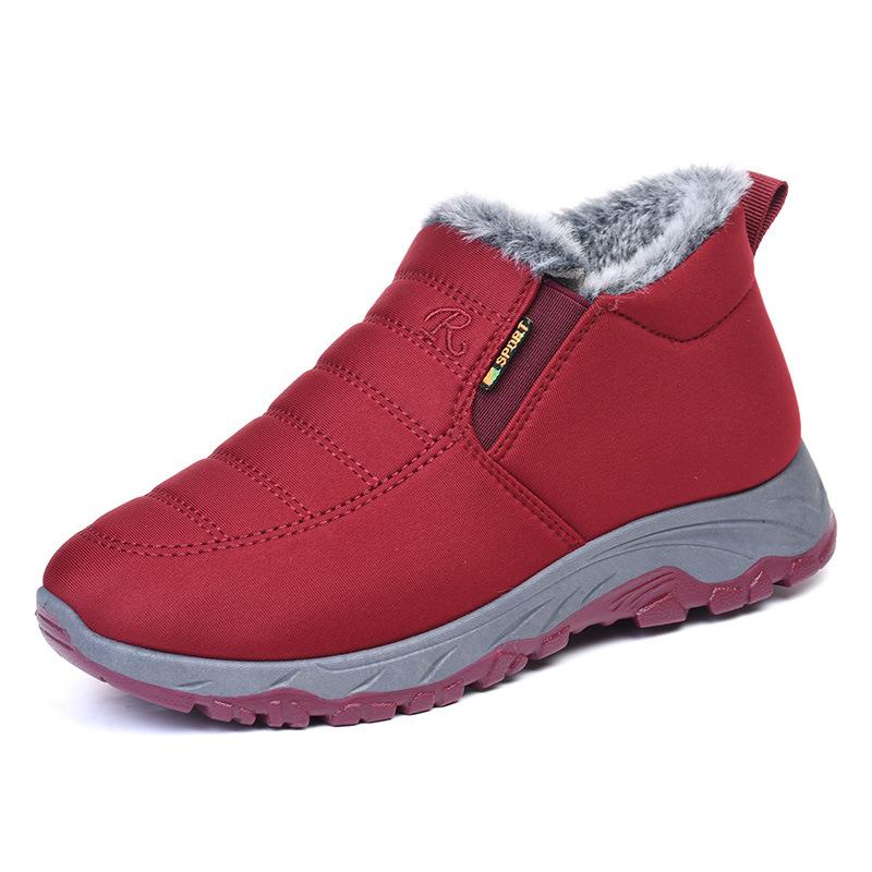 Winter Cotton Shoes with Fleece Warm Hiking Shoes Waterproof and Non-slip Middle-aged and Elderly One-foot Mom Shoes with Fleece and Thickening