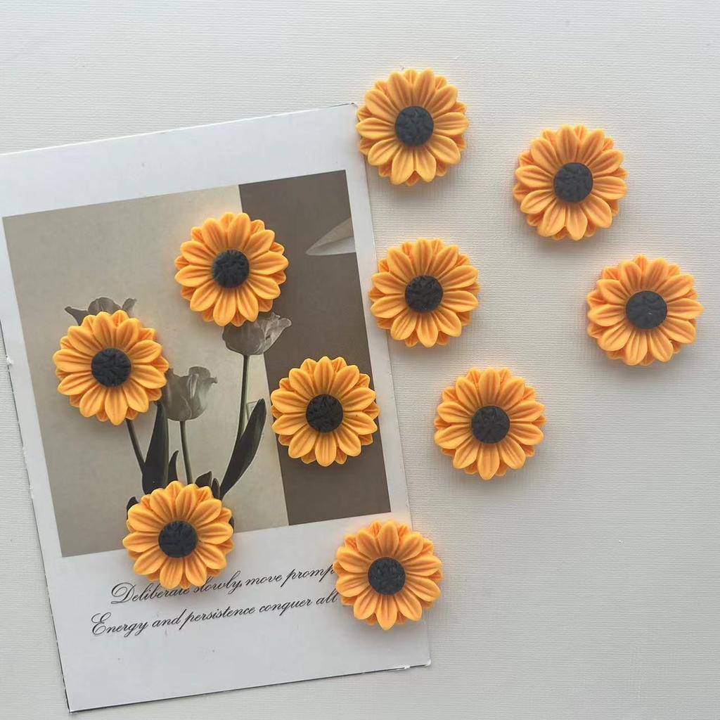 10/20pcs Sunflower Resin Magnets Kitchen Fridge Office Message Board Suitable Holiday Gifts Accessories Home Whiteboard Decorate