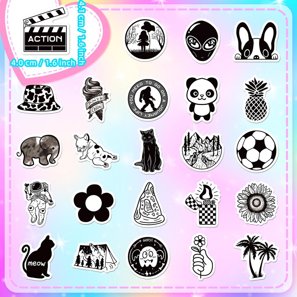 100 Small Size 4Cm Red And Black Mixed Vsco Stickers Small Fresh Ins Style Series Yama