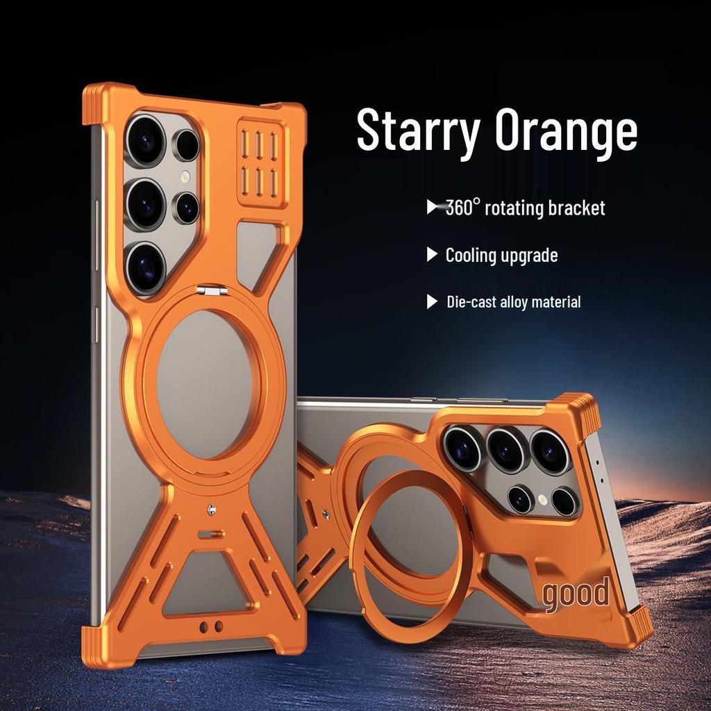 Samsung S26 Ultra Aluminum Heat Dissipation Magnetic Armor - 360° Bracket & Anti-Fall Protection