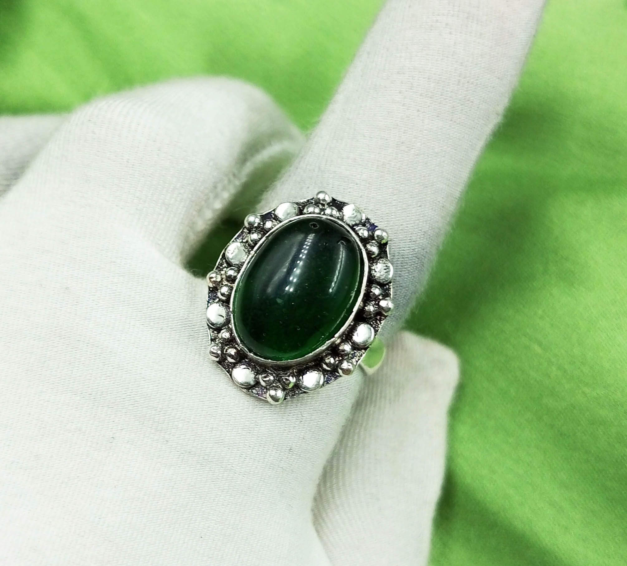 

Green Quartz Gemstone 925 Sterling Silver Plated US SZ 8 Ring MM-R151