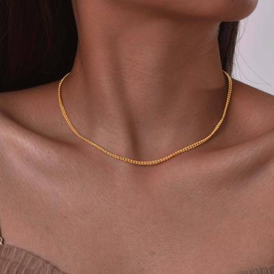 Stapelbare Perlenhalsketten für Damen, 18 Karat Goldbeschichtete Edelstahl-Kettenhalskette Choker Halskette Wasserdichter Schmuck