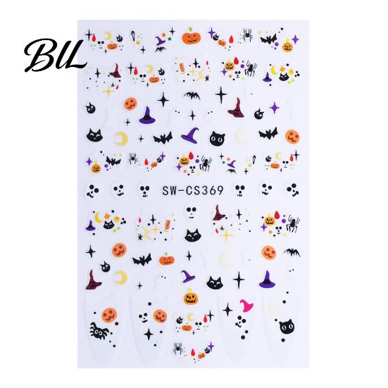Nail Art Stickers Halloween Stickers, Ghost Flower Skull Spider Web Self-Adhesive Decorative Supplies Manicure Decals, DIY for Women Girls Decorations