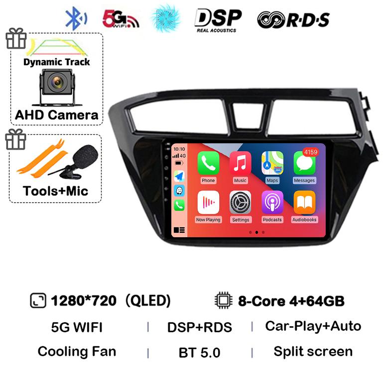 Android 14 Carplay Auto WIFI+4G For Hyundai I20 RHD 2015 2016 2017 2018 Car Radio Multimedia Player Stereo Head Unit 2din Audio