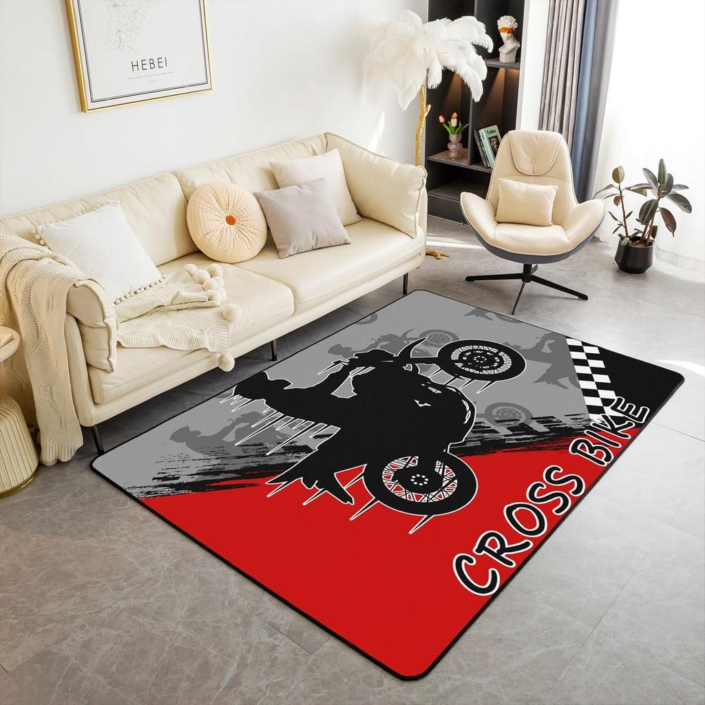 Retro Motocykl Oblastní Koberec Koberec Moto Fanoušci Protiskluzová Velká Rohožka ke Dveřím Koupelnová Předložka do Obývacího Pokoje Ložnice Vstup Domácí Dekorace