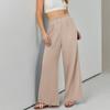 Women's Cotton Linen Pants Summer Wide Leg Casual Loose Drawstring High Waist Palazzo Pants Trousers With Pockets