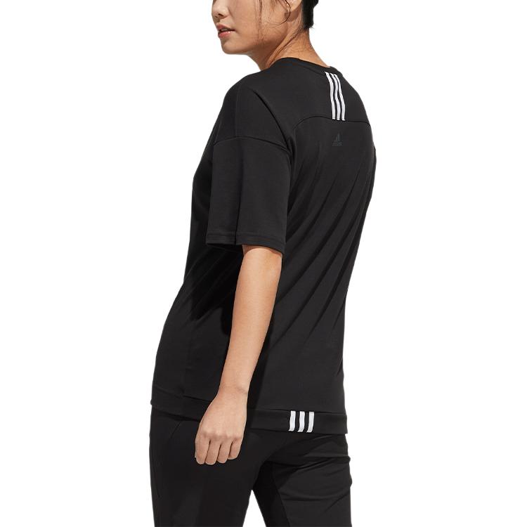 adidas T Shirts Women's Black Crew Neck Moderate Straight Fit H55256