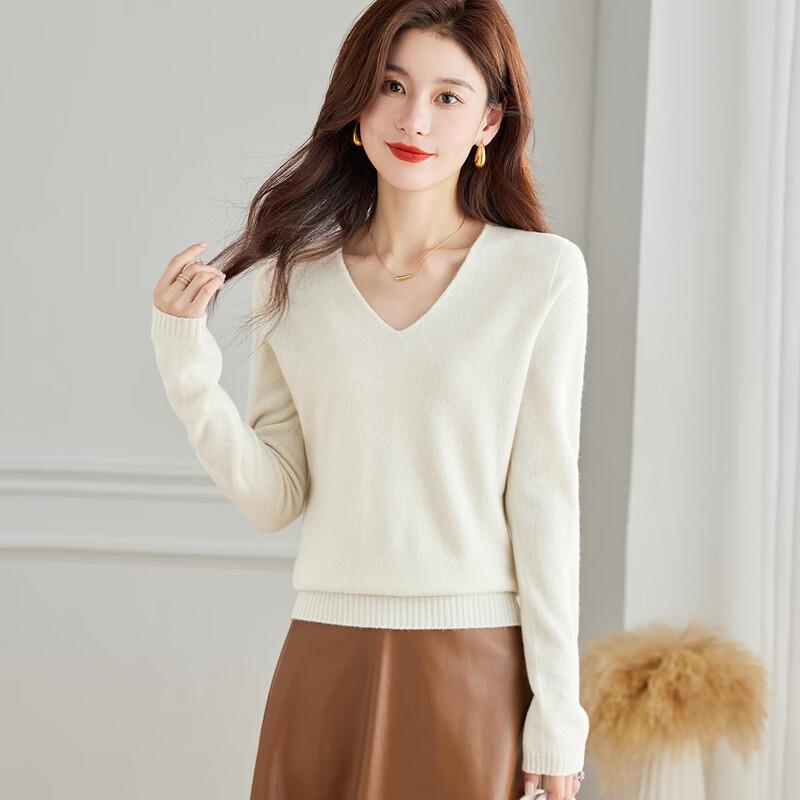 Srcr Women's V-Neck Cropped Wool Blend Sweater