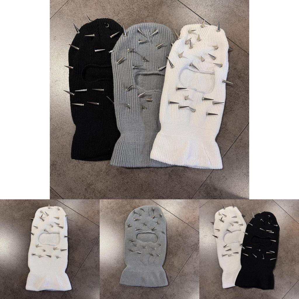 Hip Hop Hat Headgear Face Mask With Rivet Design For Winter Season