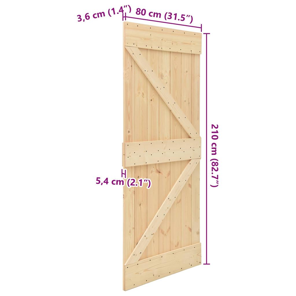 NARVIK Interior Door Solid Pine Natural Finish 80 X 210 Cm