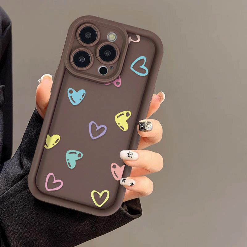 Cute Heart Pattern Phone Case For iPhone 17 Air 16 e 15 14 13 12 11 Pro Max Plus Mini SE 2020 2022 Soft Back Cover