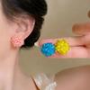 Colored Embroidered Ball Flower Stud Earrings For Women Contrasting Resin Flower Earrings Sweet  Ear Jewelry Accessories