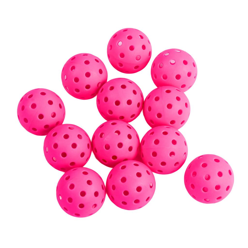 12PCS 74mm 40 Holes Pickleballs PE Plastic High Elasticity Pickleball Outdoor Hole Balls Pink