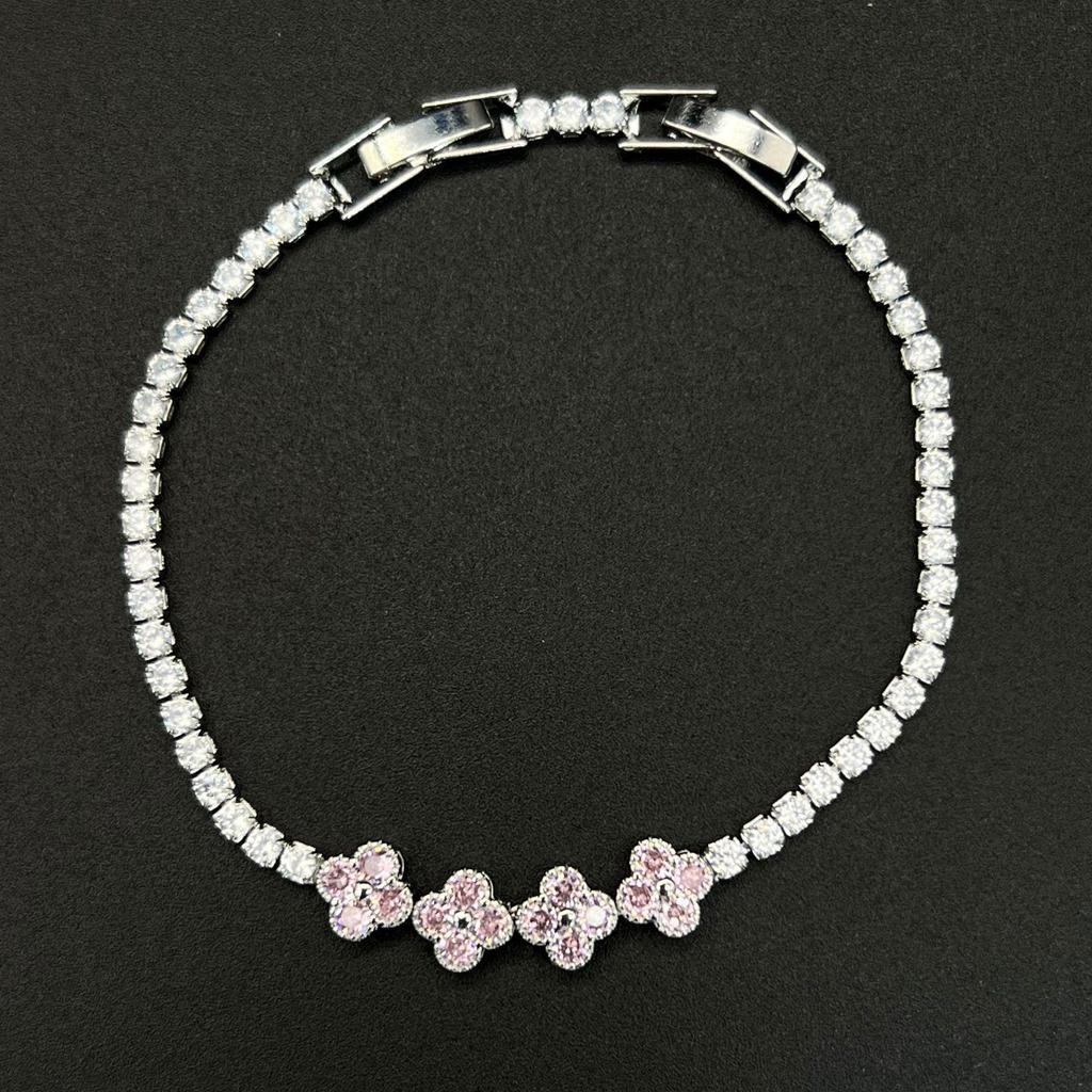 Fashion Zircon Four-Leaf Clover Tennis Bracelet - Luxury Hot Sale