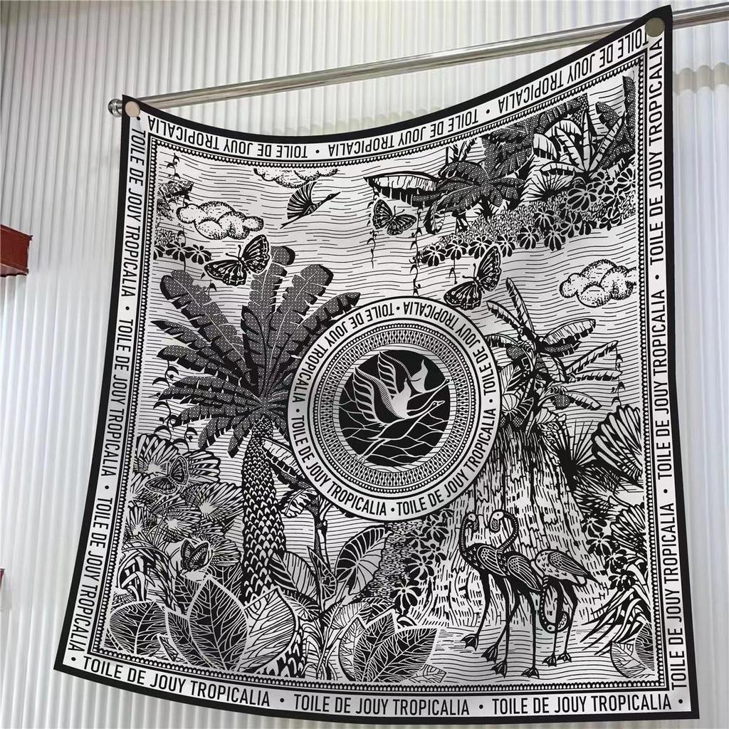 90cm Large Twill Silk Scarf: High-Quality, Fashionable Square Print, Versatile Shawl with Sun Protection