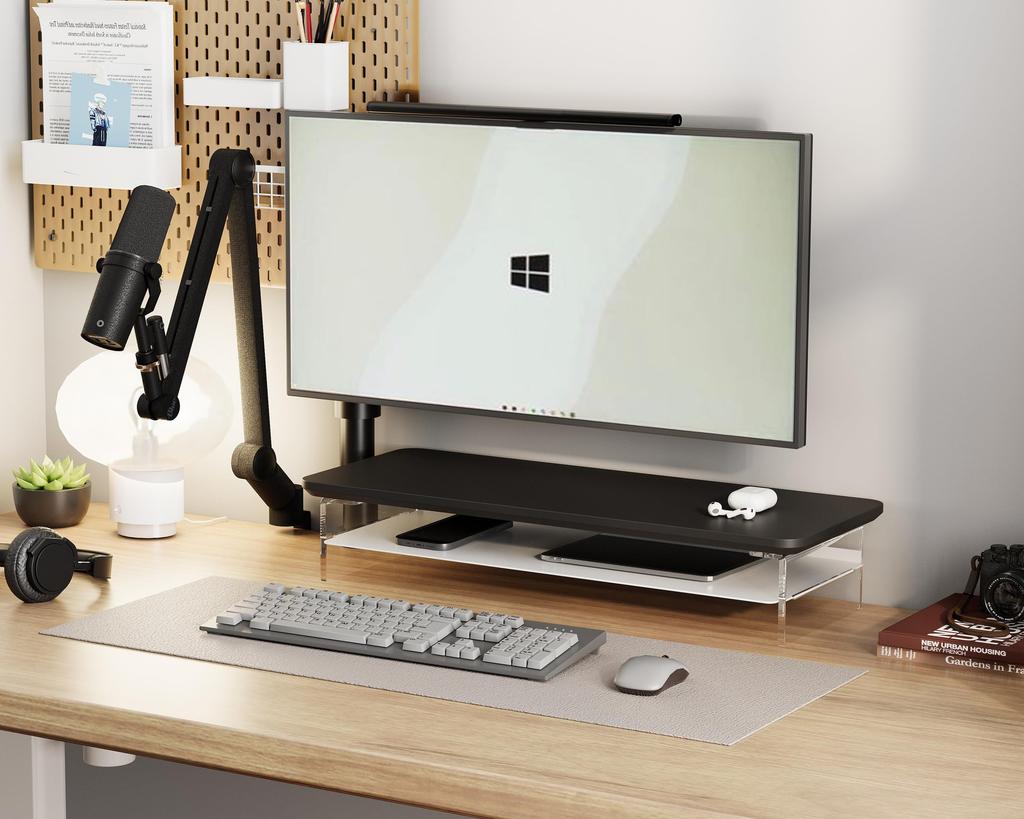 Fenge Monitor Desktop Computer 60cm 2 Wooden Top with Acrylic Desktop Monitor PC Monitor Computer Desktop G04Y2062B Stand, Stand, Wide, Tiers, Legs,