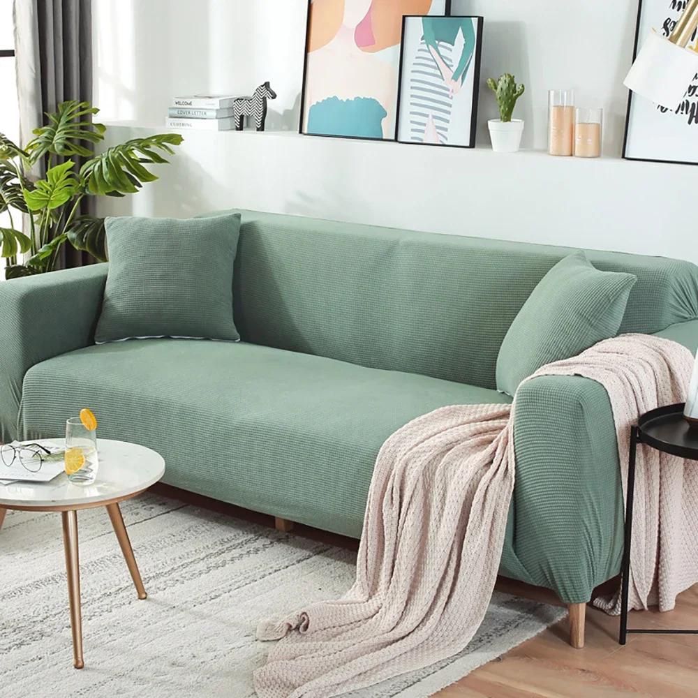 Jacquard Elastische Sofabezug Heimdekoration Stretch Couchhülle für Wohnzimmer Vollabdeckung Sessel Ecke Überwurf S/M/L/XL Größe