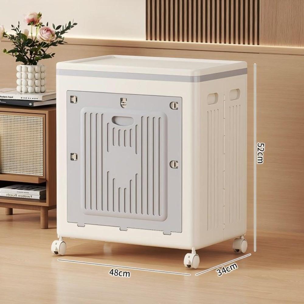 Foldable Wardrobe Storage Box with Wheels Clamshell Design Clothes Storage Basket Plastic Dust Proof Toy Storage Box
