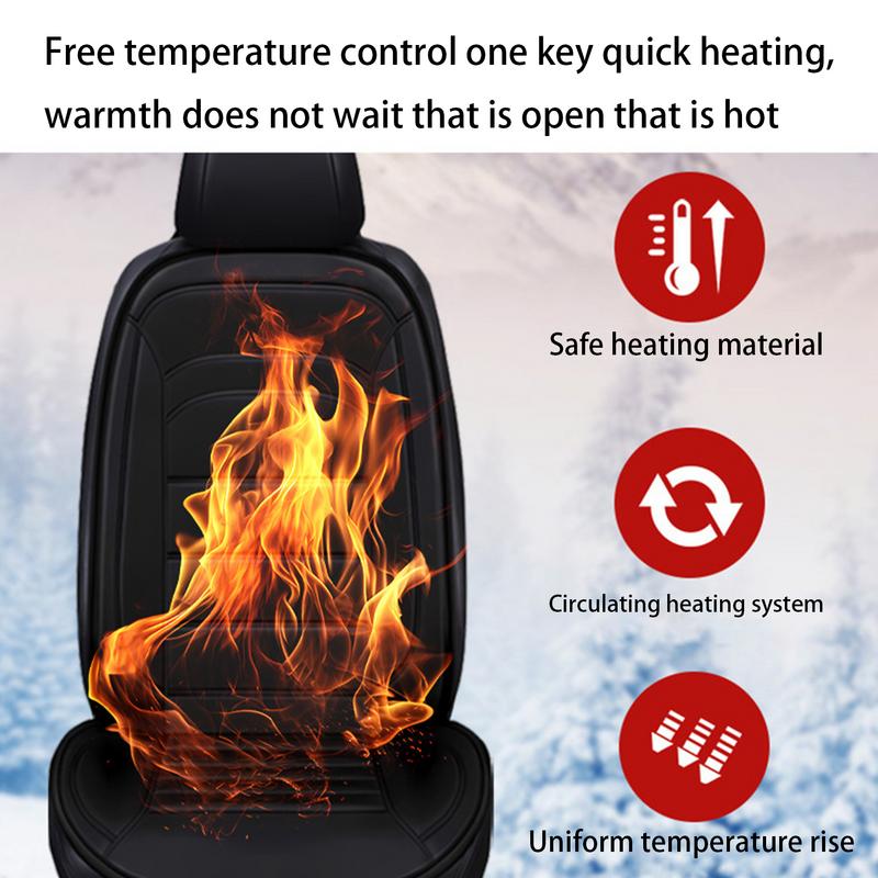 Car Seat Heater Non Slip 12V Fast Heating Automotive Seat Heater 2 Temperature Adjustable Heated Seat Pad Full Back Support