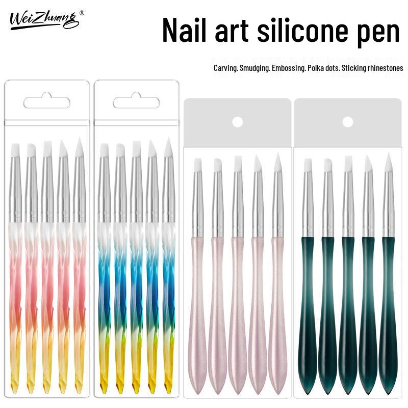 Gradient Handle Nail Art Brush Set: Painting & Flower Liner Gel Polish Pens.