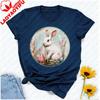 Vintage Watercolor Easter Bunny Tshirt White Rabbit With Pink Egg Wildflower Graphic Rustic Aesthetic Festive Casual Tshirt