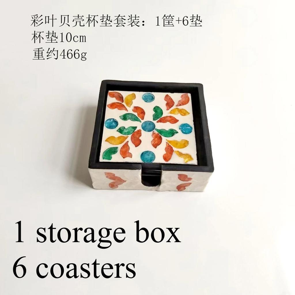 Handmade Shell Coaster Set Creative Colorful Insulation Placemat Light Luxury Natural Shell Tea Coaster Home Desktop Decoration
