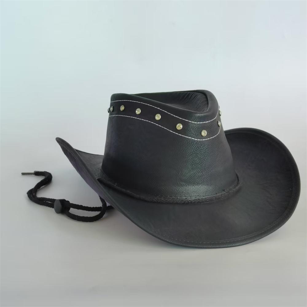Cappelli da Cowboy Occidentali per uomo Cappello da Cowboy Etnico in Ecopelle Bordo regolabile Cappelli da Donna Cappellini antivento vintage sombrero Taglia Grande