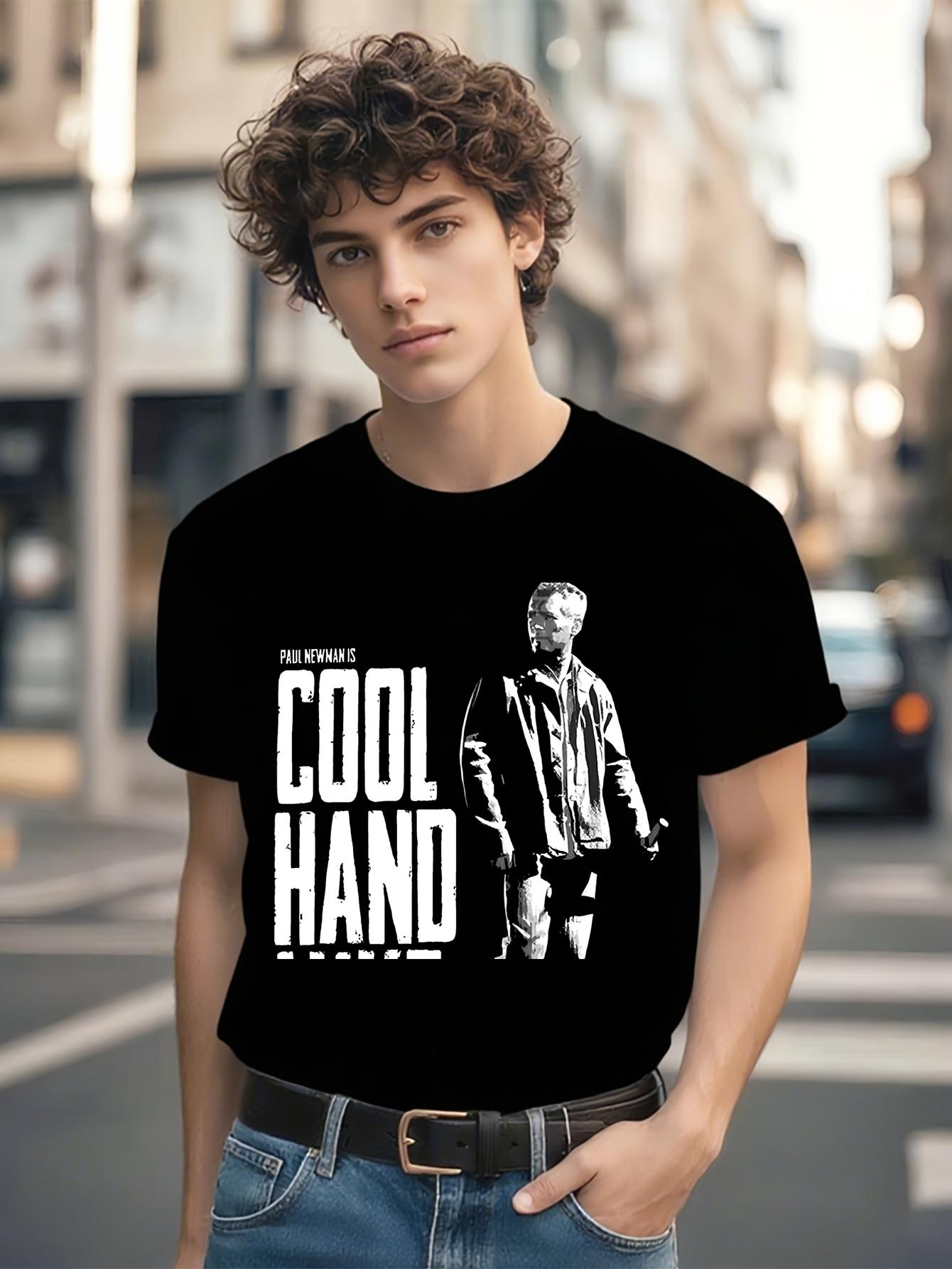 Paul Newman Cool Hand Luke Movie - Black Graphic Tee with Cool Hand Text T-shirt XL