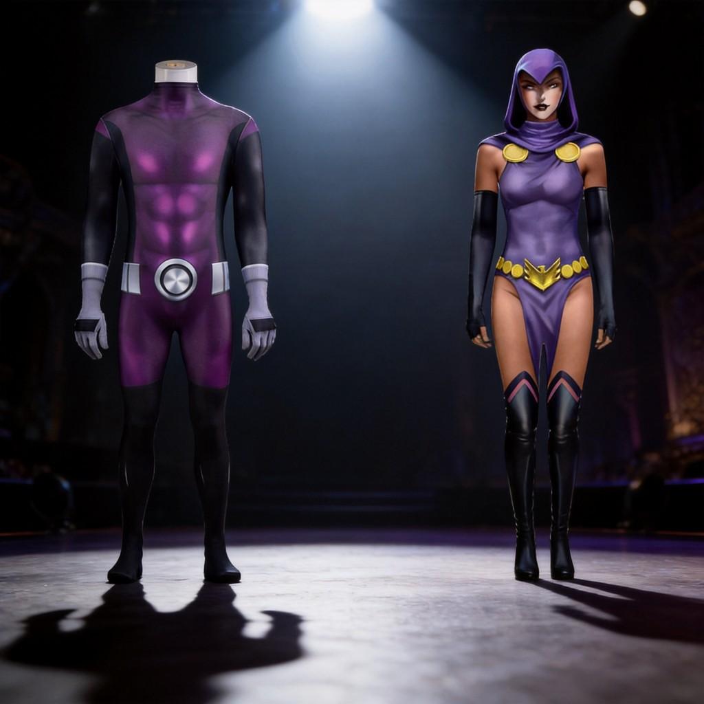 Teen Titans Raven Halloween Stage Costume With 3d Digital Print For Cosplay Events