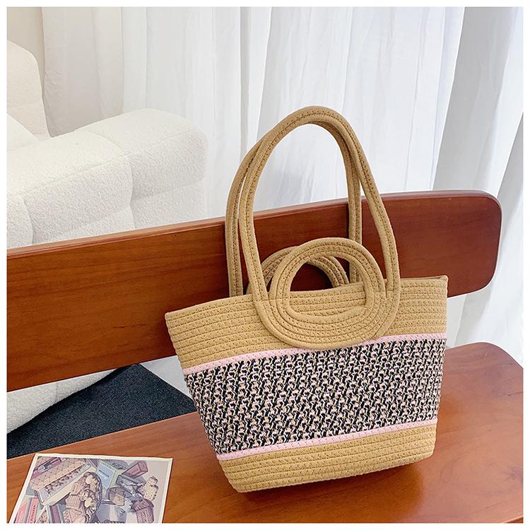 

Large-capacity bag women s spring and summer new shoulder handheld woven straw bag seaside vacation beach bag хаки