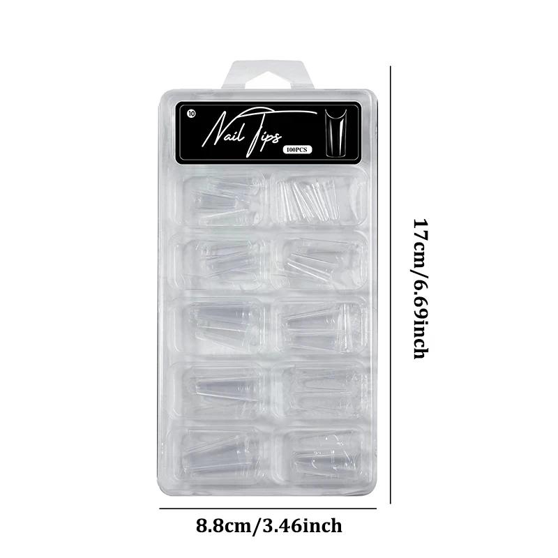 100Pcs Soft Gel False Nail Tips Short Square Coffin Almond Artificial Press On Fake Nails Extension Manicure Tools