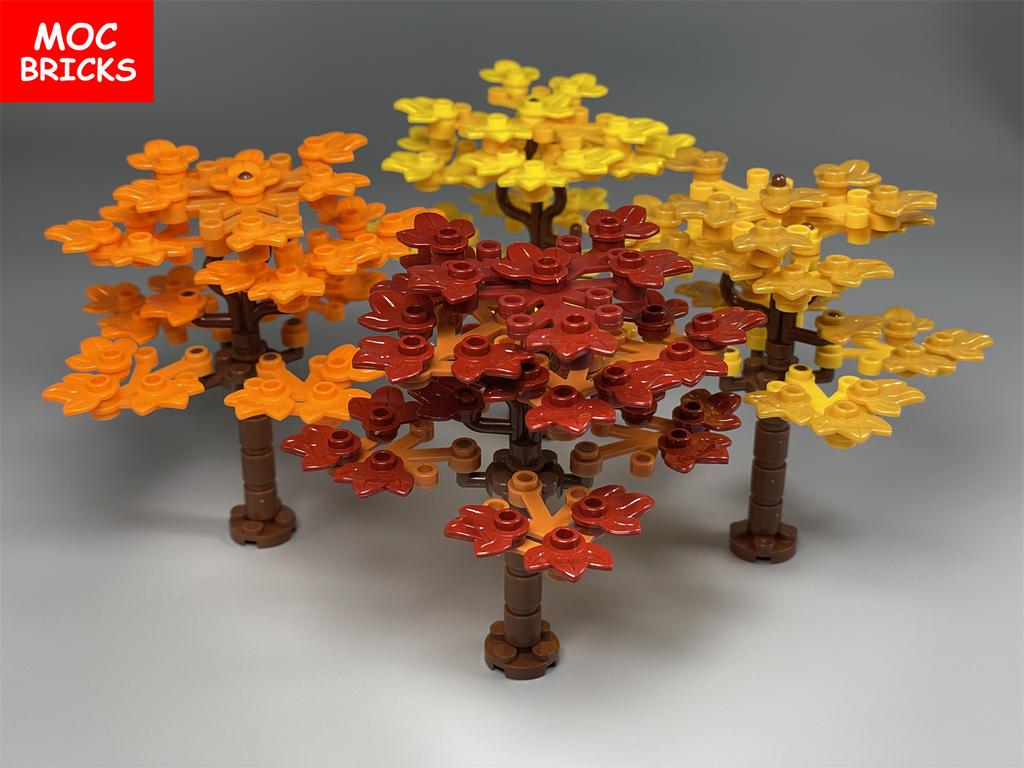 MOC Cegiełki Liść Klonowy Roślina Jezioro Las Drzewo Rzeki Naturalny Krajobraz Cztery Pory Roku Miasto Dom Dekoracje Klocki Zabawka