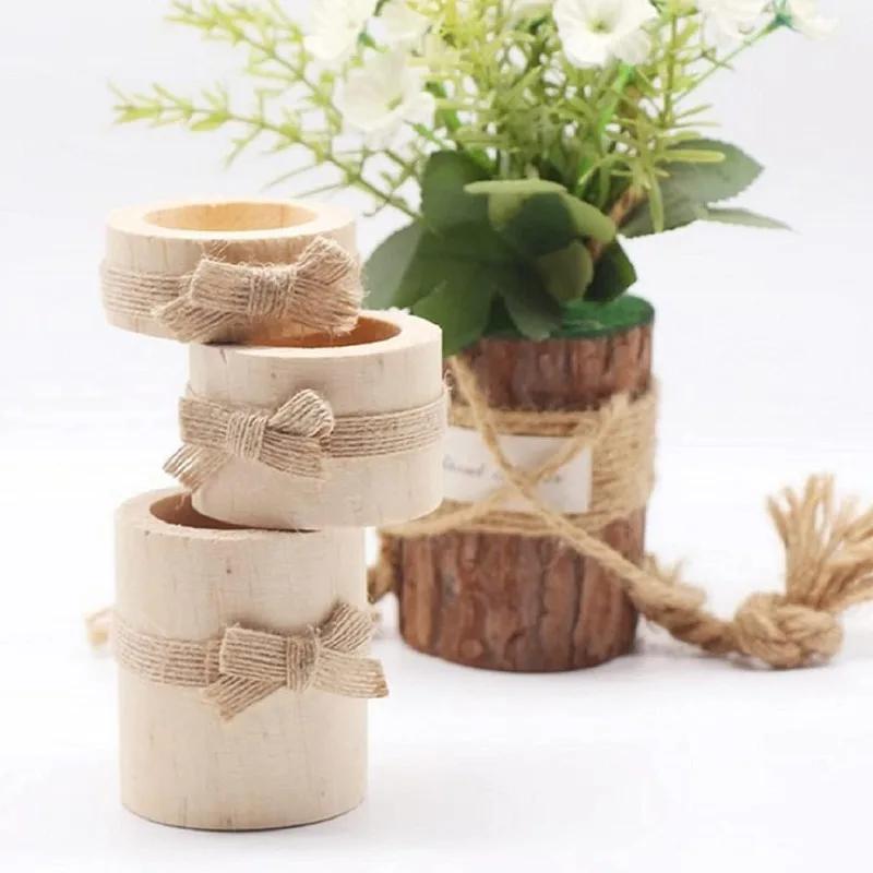 1/3PCS modern minimalist style wood color creative wooden cylindrical candlesticks, floral potted ornaments decorative parts