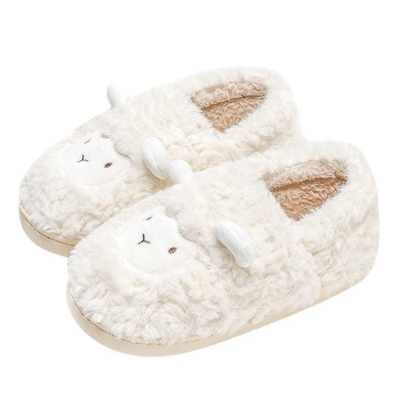 Lidani Cotton Slippers Women's Bag Heel Thick Sole Cute Fluffy Shoes Plush Confinement Postpartum Autumn and Winter Cotton Shoes Women's Plush