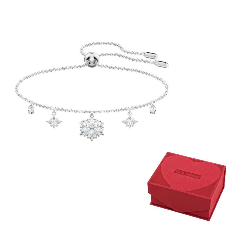 Swarovski Rhodium plated Bracelets Womens F-Love Red Gift Box белый