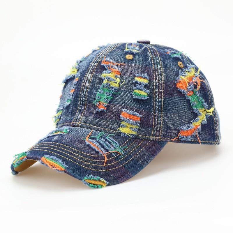 

Vintage Wash Denim Color Block Baseball Cap With Sun Protection For Men Women Style K