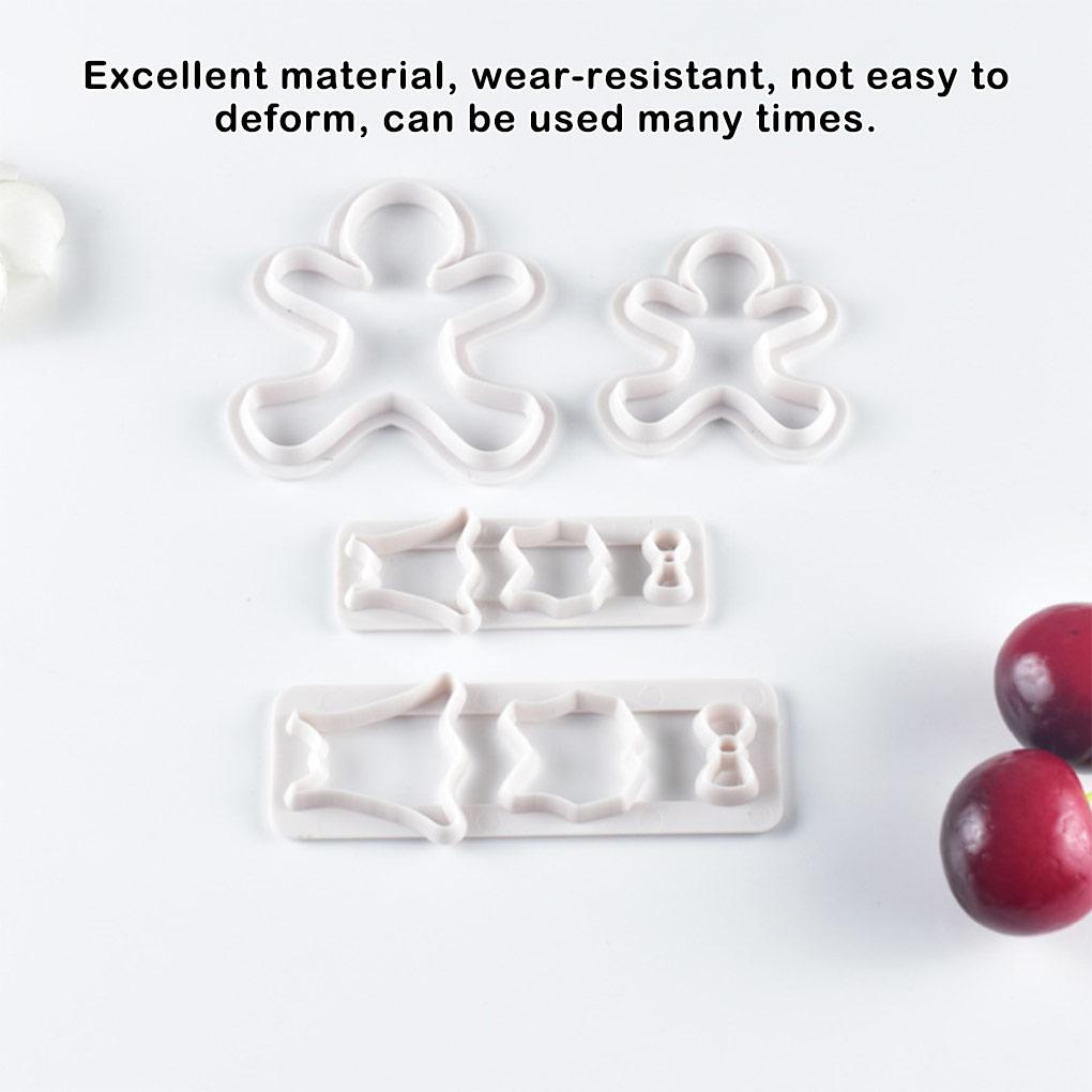 4 Pieces Biscuit Shape Die Mold Cake Candy Slicer Christmas Festival DIY Crafts Pressing Bar Wedding Kitchen Decorating Tools