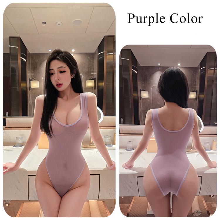 Sexy Transparent Mesh Lace Bodysuits Backless Deep V Suspenders Sleeveless Bodysuits Charming Thin Casual Smooth Nightclub