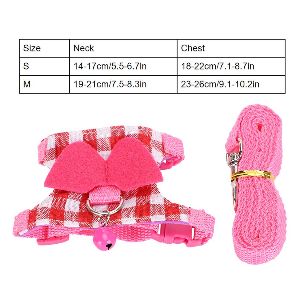 Small Animal Outdoor Walking Harness Pink Plaid Vest Leash Set Chest Strap for Ferret Chinchilla