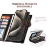 2 in 1 Detachable Cards Solt Zipper Purse Wallet Case For iPhone 16 Pro Max 15 14 Plus 13 12 11 XS X Magnetic Flip Leather Case