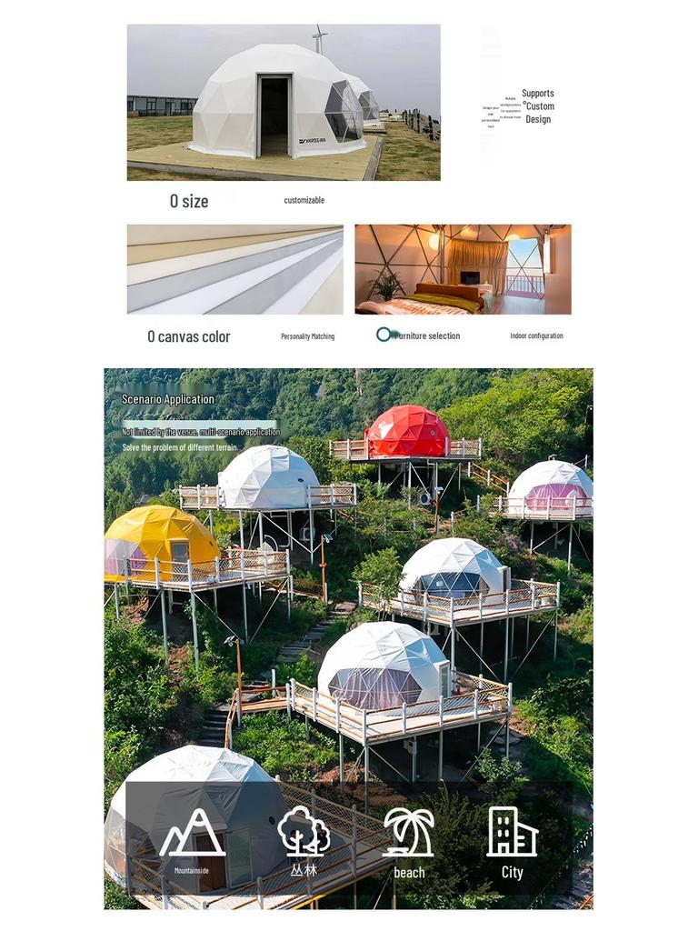 Warm Mountain Geodesic Stargazing Hotel Tent In Mid-Mountain Scenic Grassland