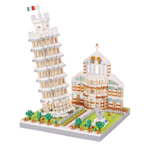 LULUFUN Micro Blocks Leaning Tower of Pisa Architecture Mini Block Building Toy World Heritage Leaning Tower of Pisa Interior Decor Adult Gift Time Ki