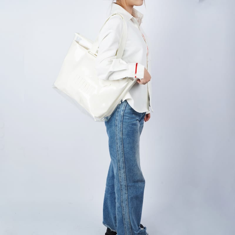 PUMA Polyurethane Tote Bag, Shopping Bag, Handbag, Shoulder Bag Regular Women's Ivory White 076116-07