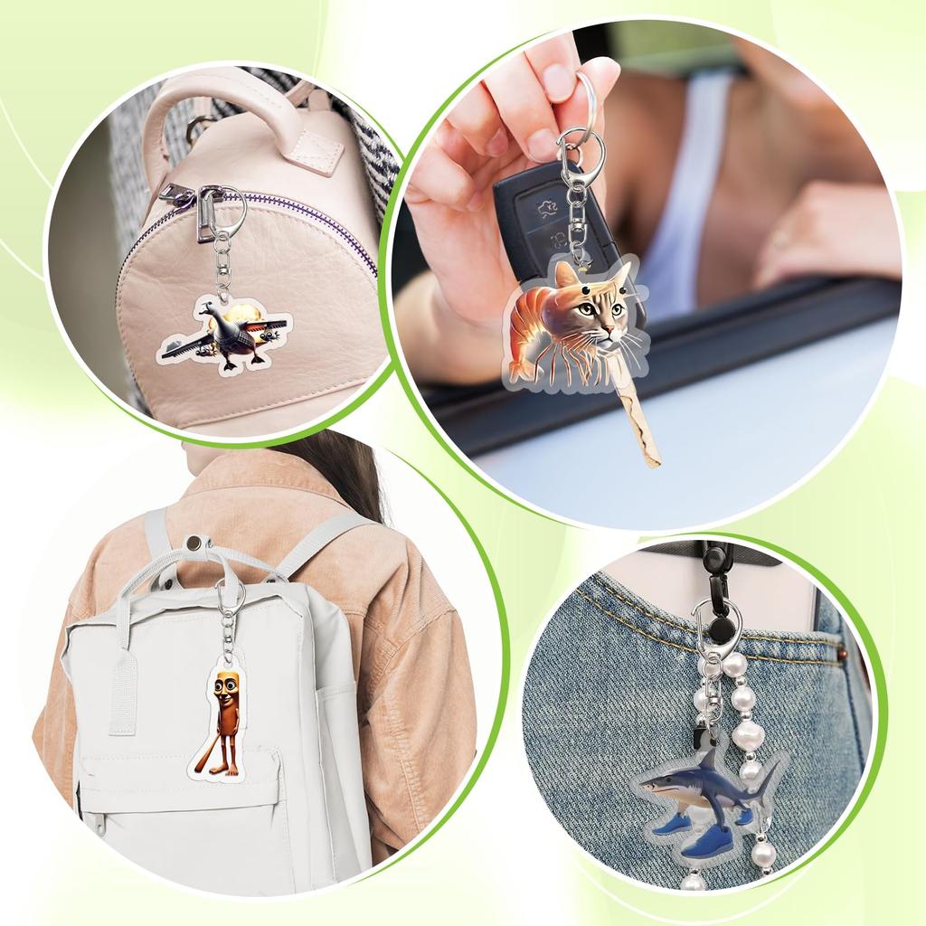 Fantasyon Tuntuntun Safuru Keychain Turbo Babaa Internet Meme Italian Brainlot Trararero Trararara Bag Key Acrylic Keychain Pendant Cute Decoration Se