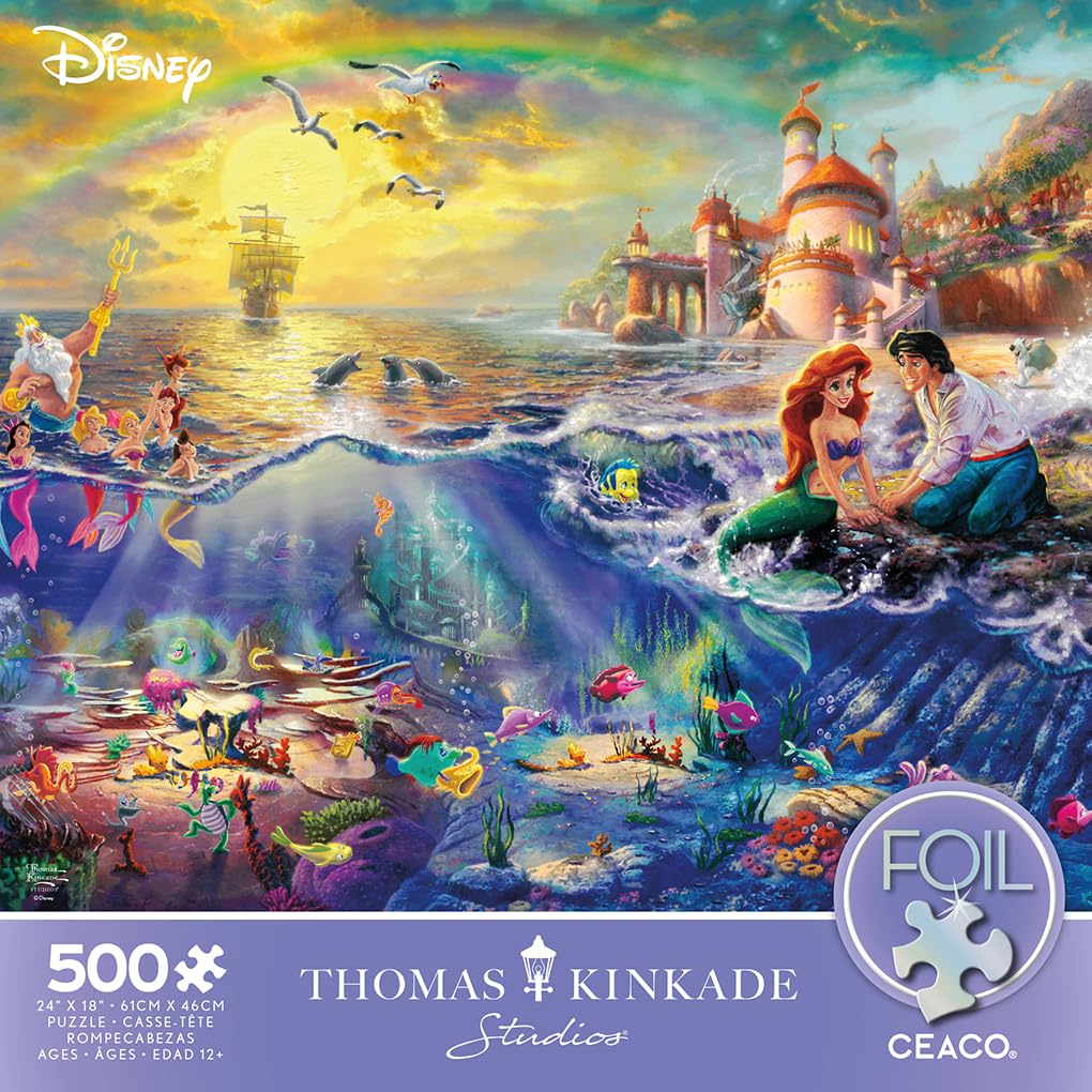 Ceaco Foil Puzzle Disney Thomas Kinkade The Little Mermaid 500 Piece Jigsaw Puzzle - - - - -