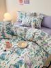 Pastoral Purple Floral Cotton Duvet Cover Set - 4 Pieces, 150x200 cm