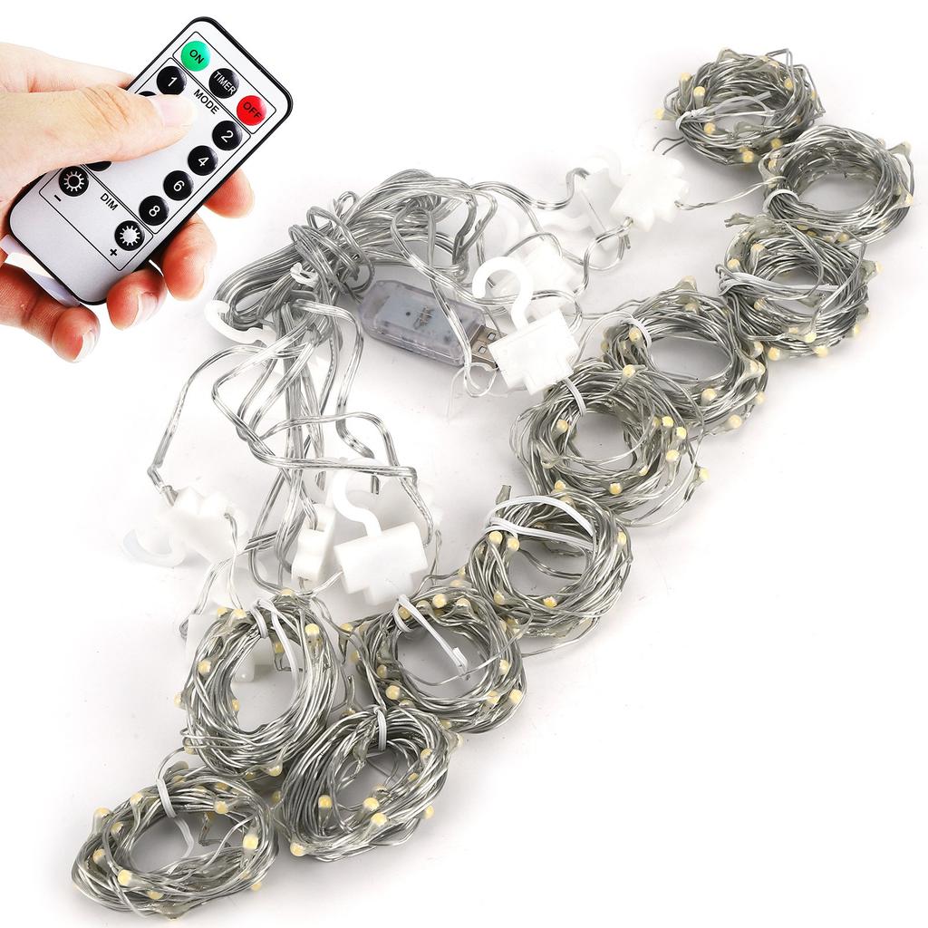 3x3 m 300LED Curtain String Light USB Remote Control Lamp Christmas Wedding Party Decoration