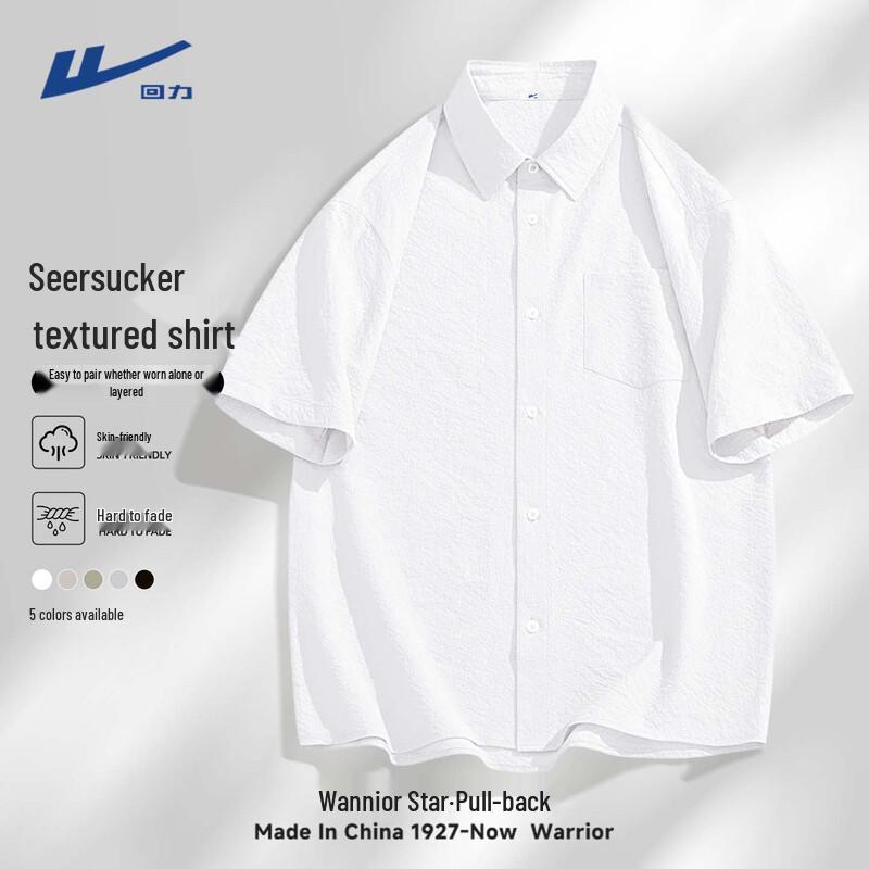 

Мужская летняя повседневная рубашка с коротким рукавом из жатой ткани seersucker Warrior M