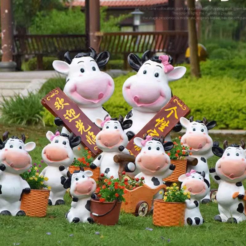 Outdoor Cartoon Cow Garden Planter