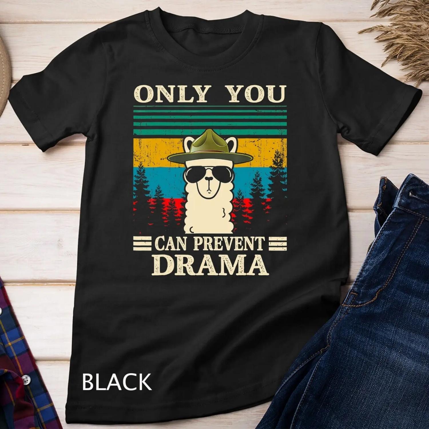 

Llama Camping Only You Can Prevent Drama s T shirt XXXXXL чорний